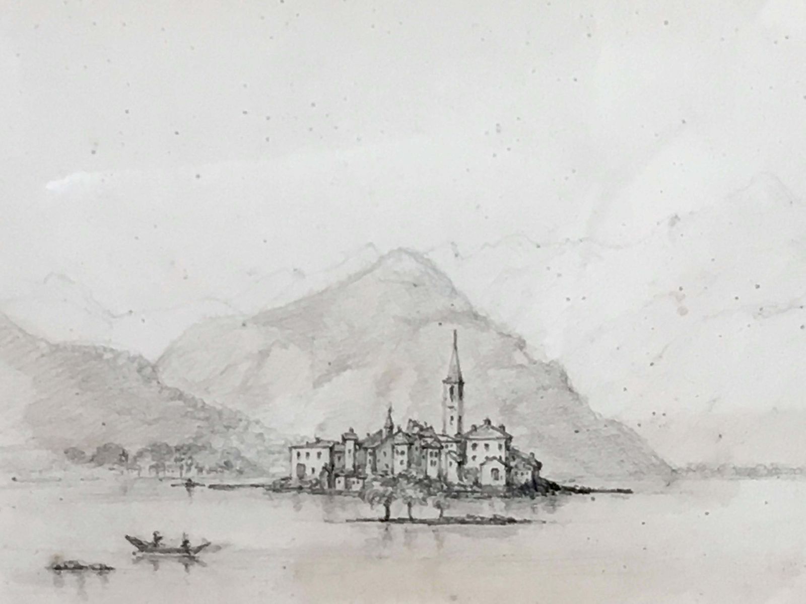 Oscar Andreae, Isola Pescatori Lago Maggiore Italy Drawing (1862)