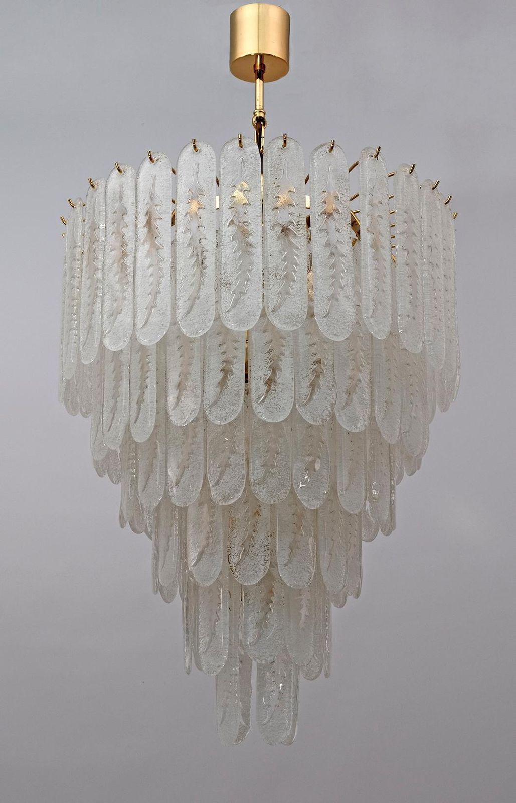 Venini Style 6 Floors Chandelier Murano Glass Graniglia And Brass, 1970s photo Lighting