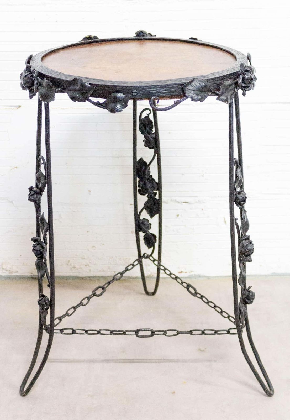 French Art Deco Sellette Or Plant Holder Wrought Iron And Wood, Circa 1930 photo Home Decor