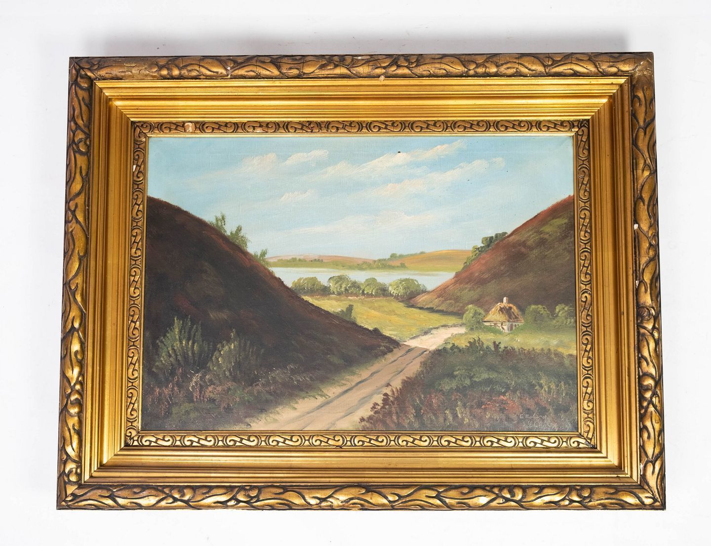 Oil Painting With Natural Motif And Gilded Frame, Unknown Signature From The 1930s.