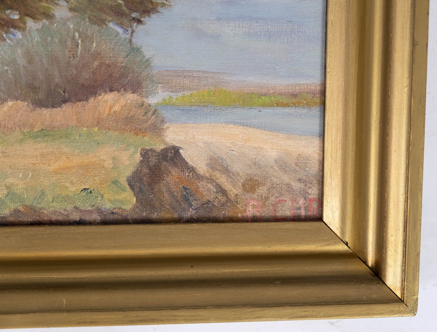 Oil Painting With Natural Motif And Gilded Frame, With Unknown Signature. photo for sale