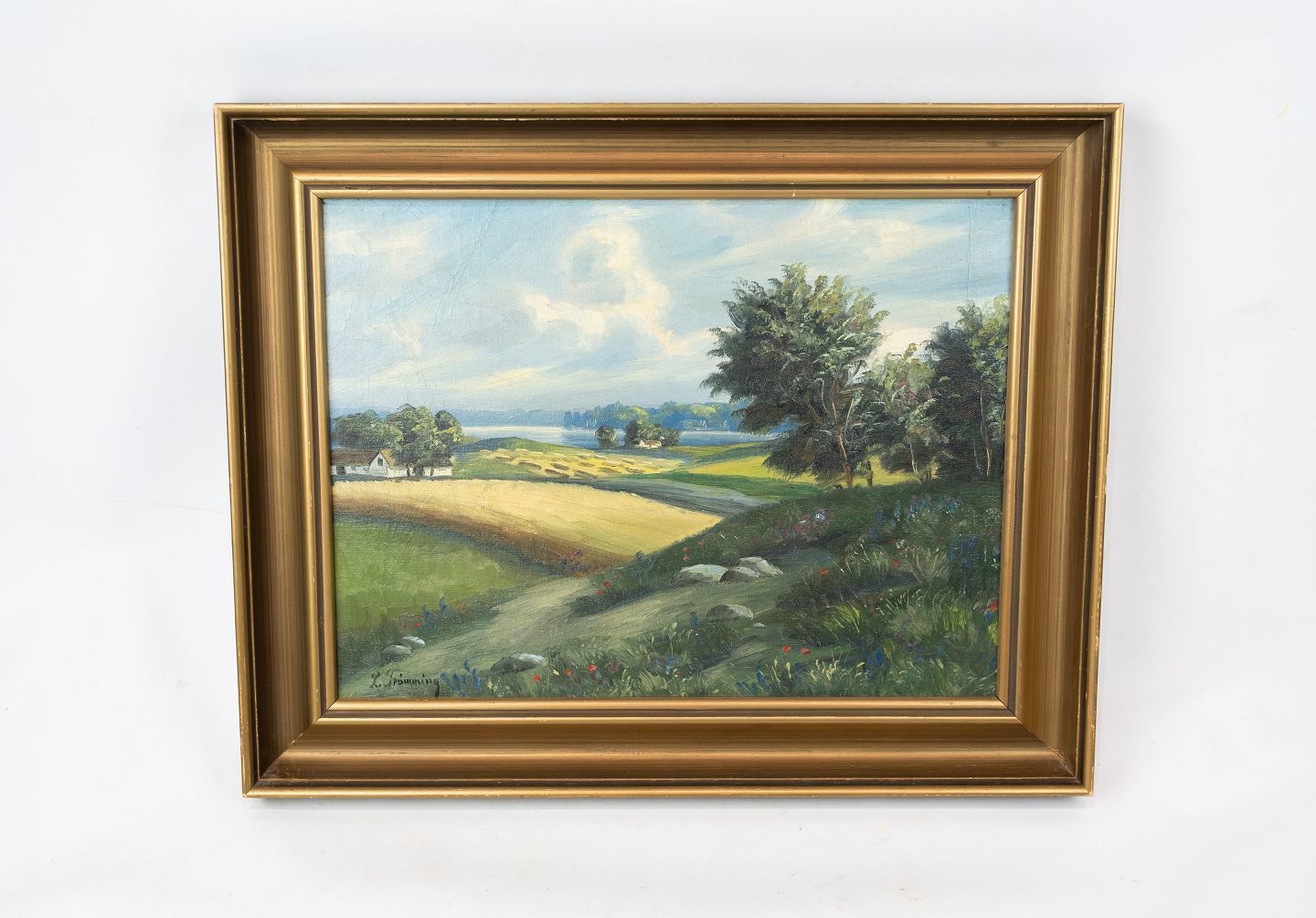 Oil Painting With Natural Motif And Gilded Frame By Carl Leo Frømming.