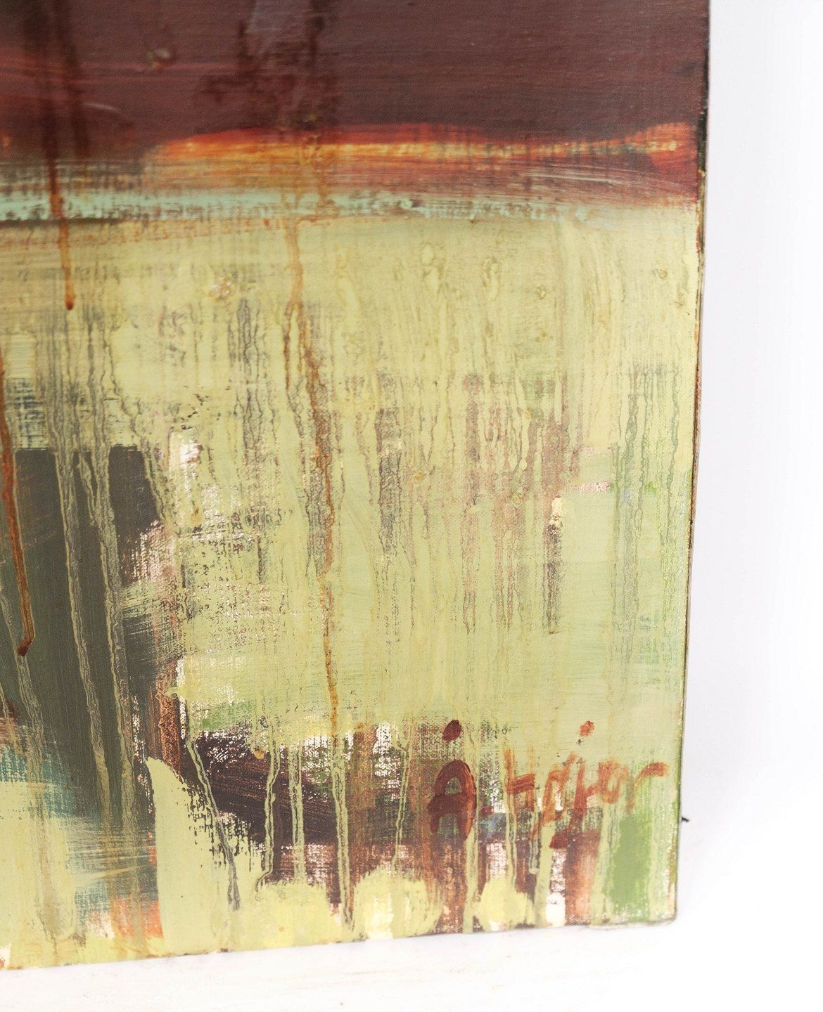 Tall Oil Painting On Canvas In Dark Colors By The Danish Artist photo for sale