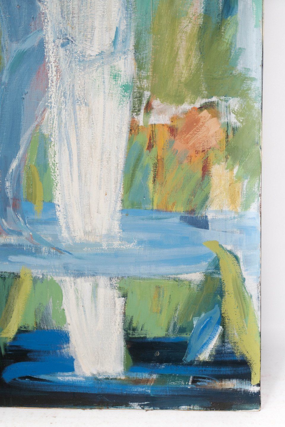Oil Painting On Canvas In Blue Colors By The Danish Artist åse Højer, B. 1952. photo for sale