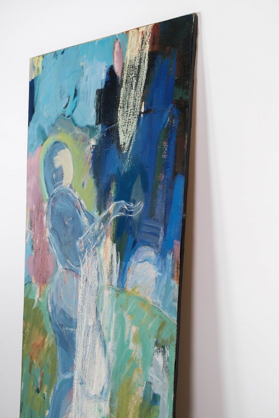 Oil Painting On Canvas In Blue Colors By The Danish Artist åse Højer, B. 1952. photo 1210.0