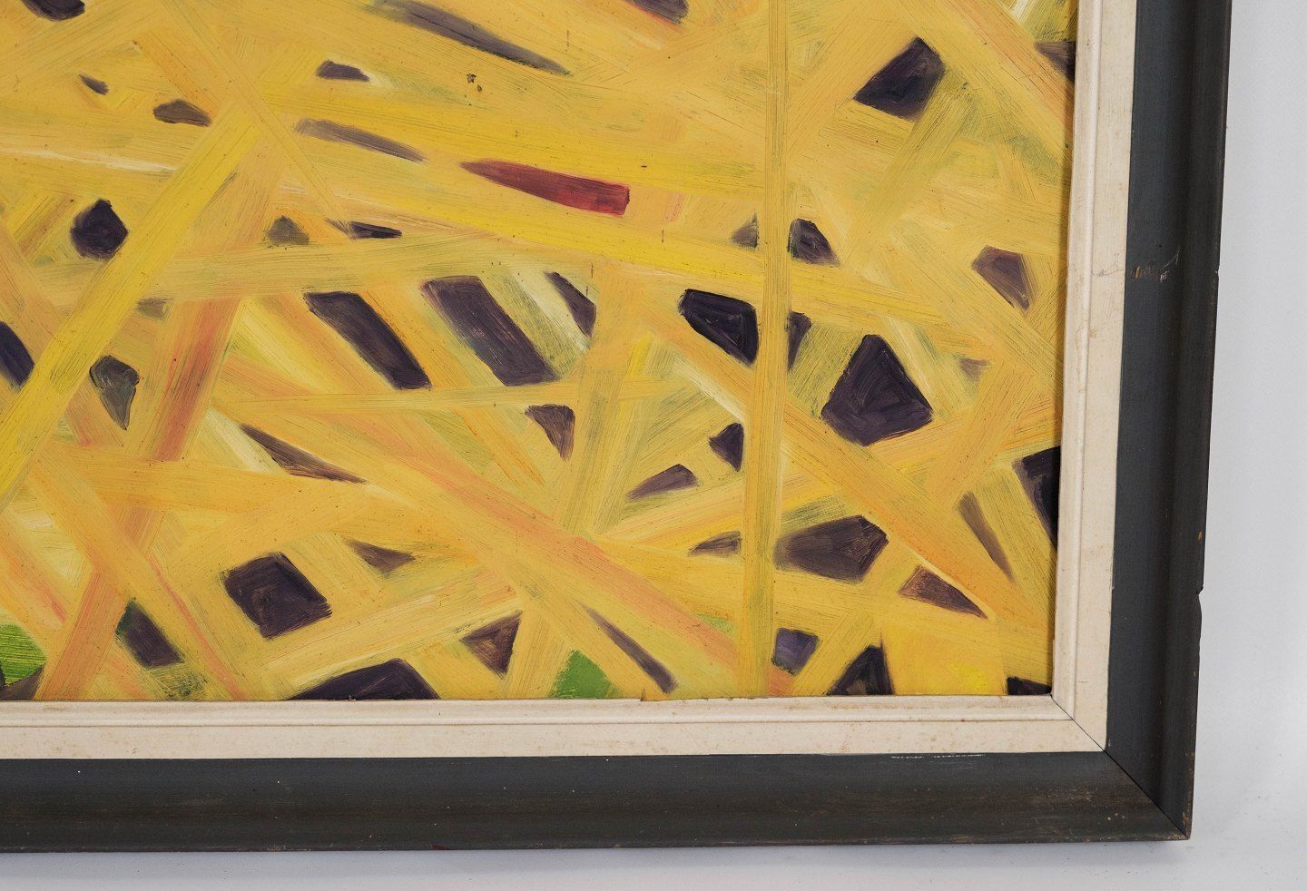 Painting In Yellow Colors With Dark Wooden Frame From The 1970s. photo furniture
