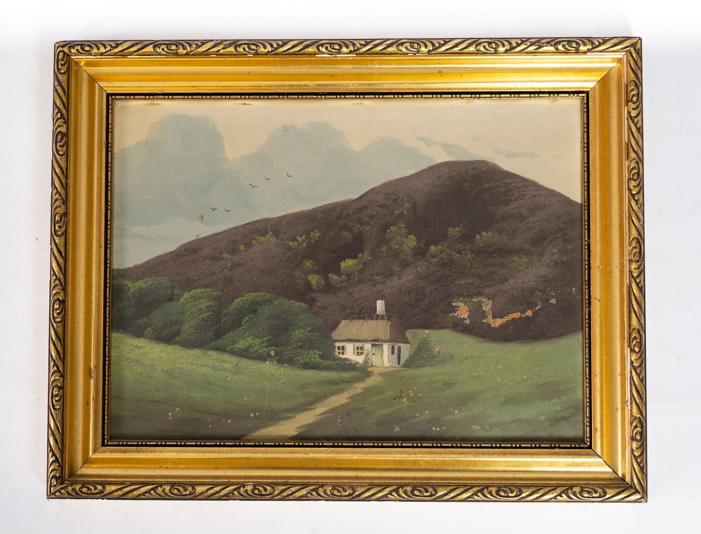 Oil Painting With Natural Motif And Gilded Frame, Signed C. B From The 1930s.