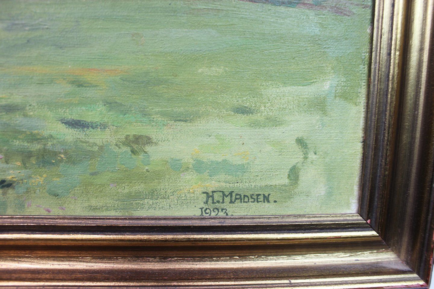 Oil Painting With Motif Of Church Signed By H. Madsen In 1923. photo Art