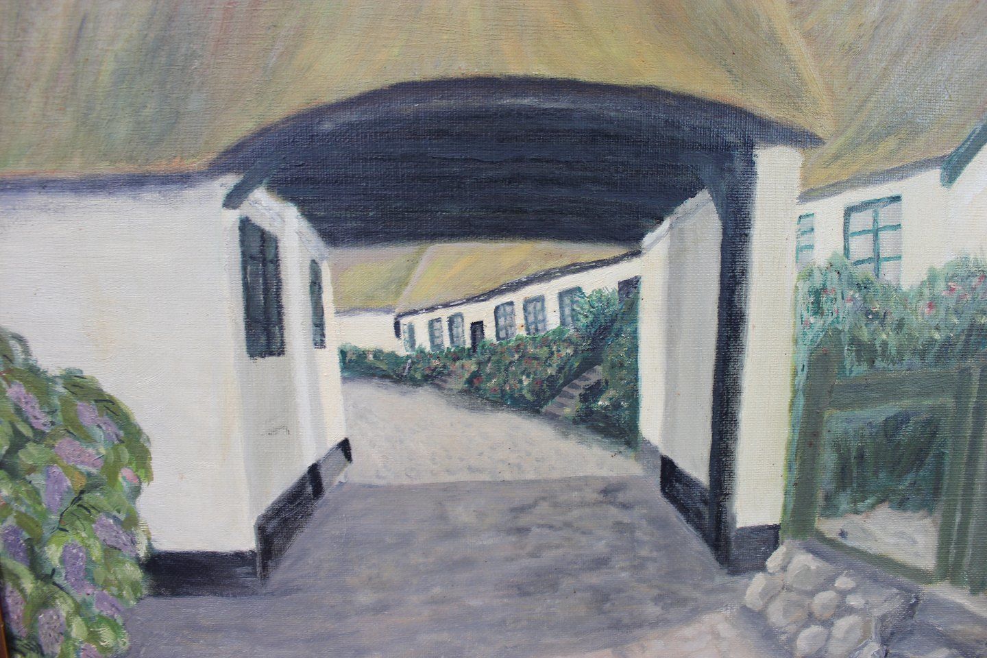 Painting Of Farm Signed By Chr. Petersen In 1965, The Picture Of The Real Farm Is Included. photo for sale