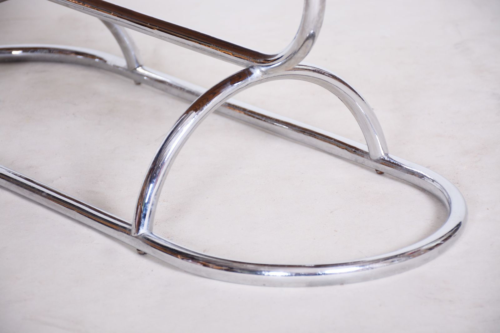 Czech Bauhaus Chrome Flower Stand Made Out Of Oak, Lacquered, 1930s photo furniture