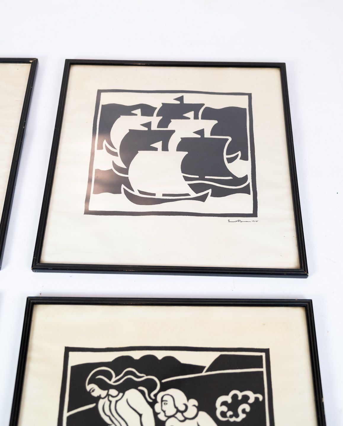 Different Prints In Black And White From 1915 And With Black Frame. photo Art