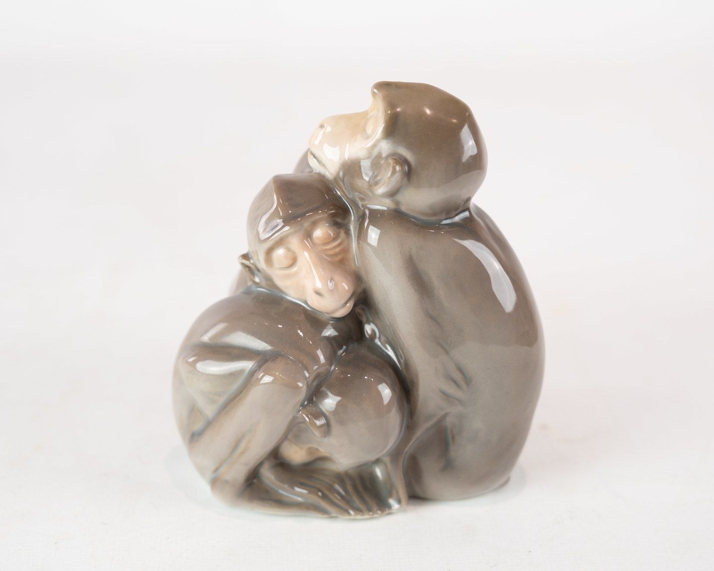 Porcelain Figure In The Form Of A Monkeys, No .: 1581 By Bing And Grondahl photo Art