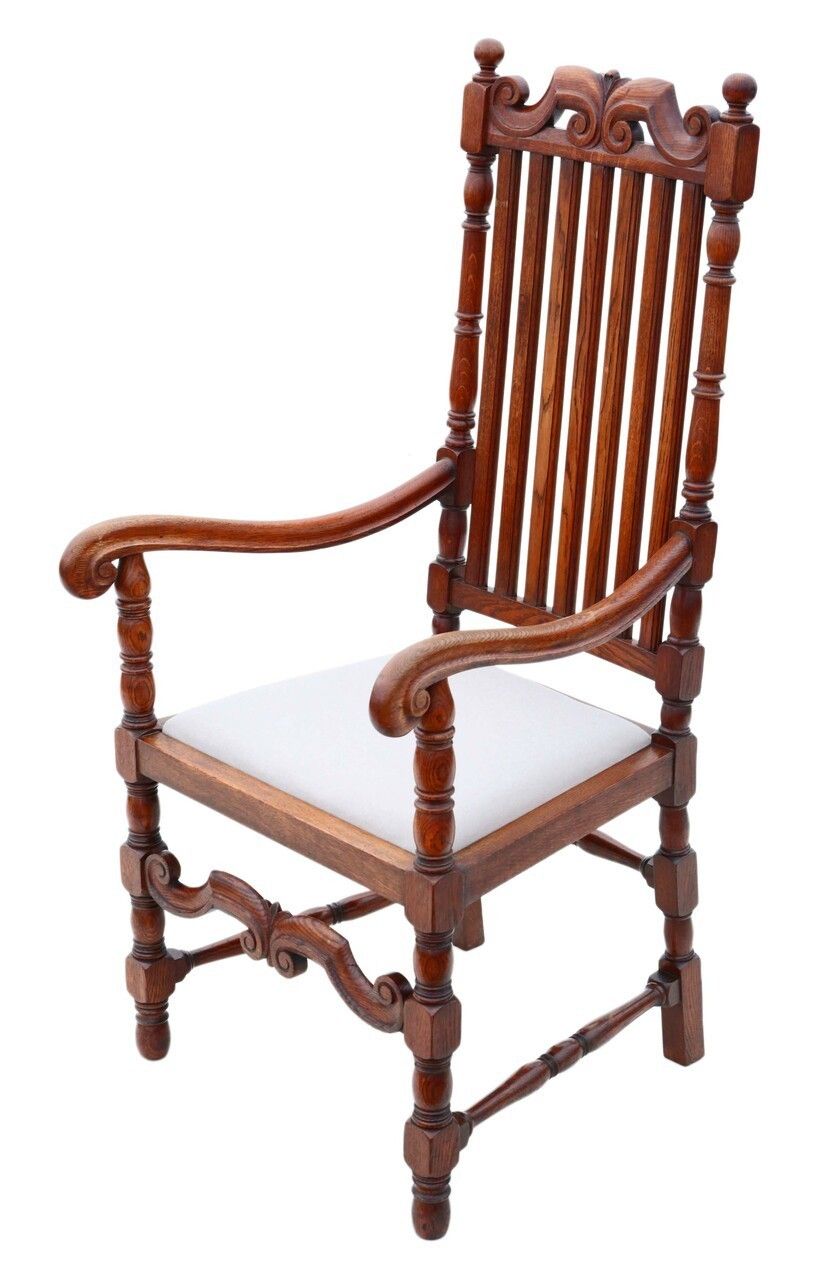 Oak Armchair Elbow Desk Chair C1915 Charles II Style photo furniture
