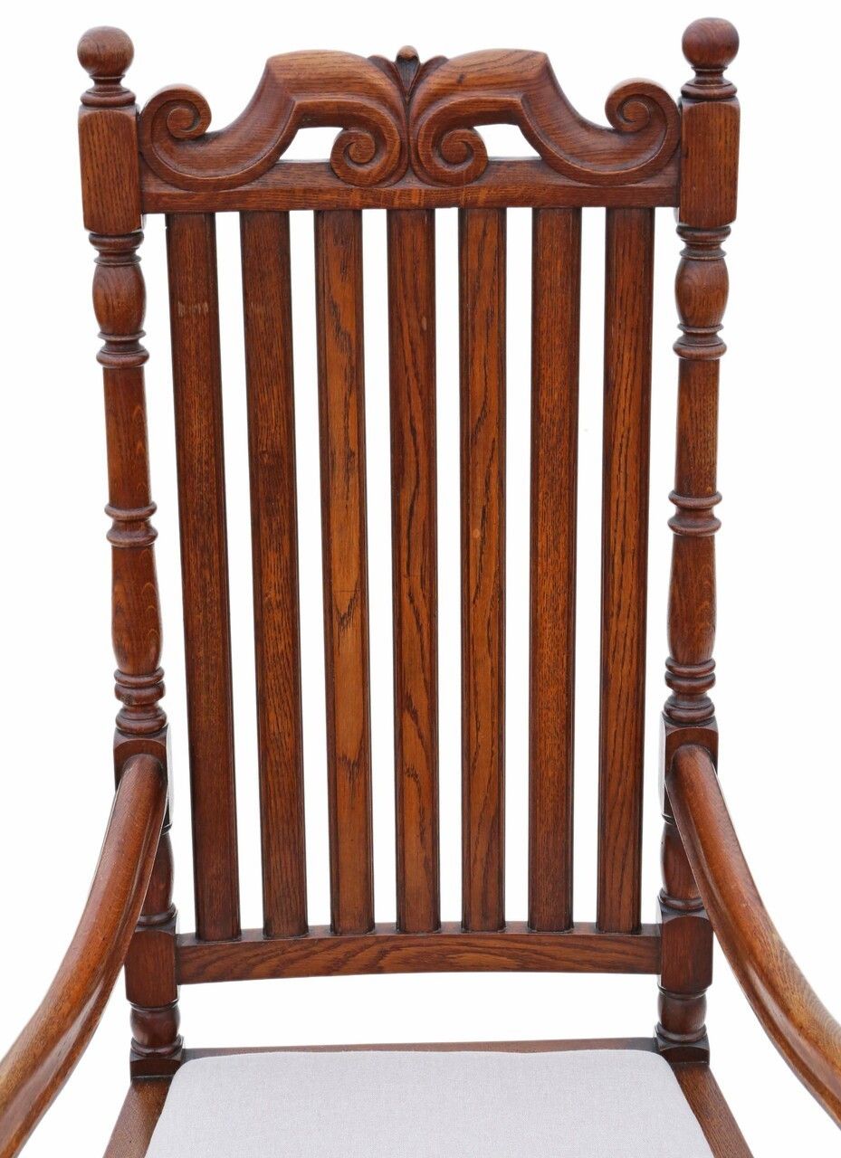 Oak Armchair Elbow Desk Chair C1915 Charles II Style photo vinterior