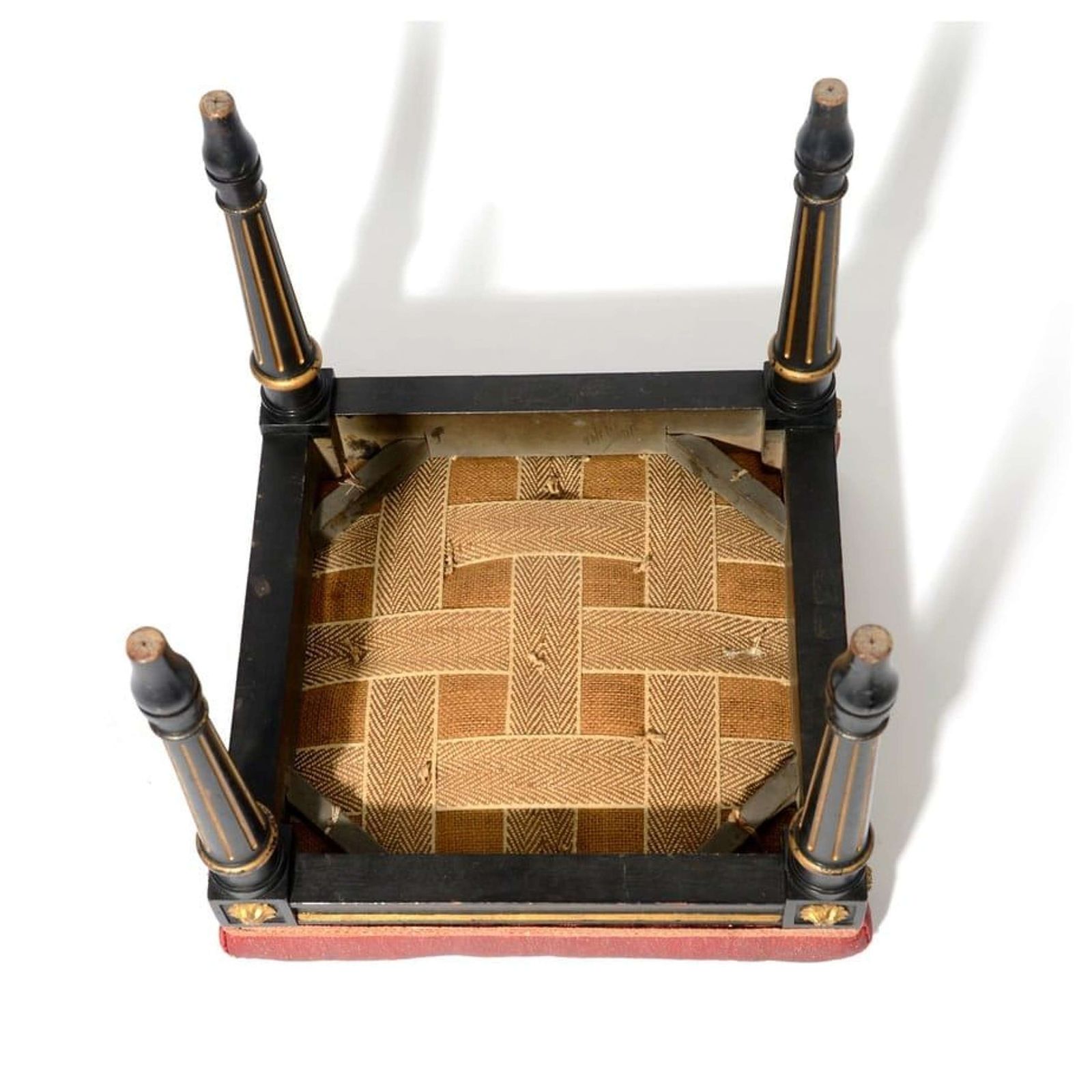 Ebonised And Parcel Gilt Upholstered Stool In The French Style photo vinterior