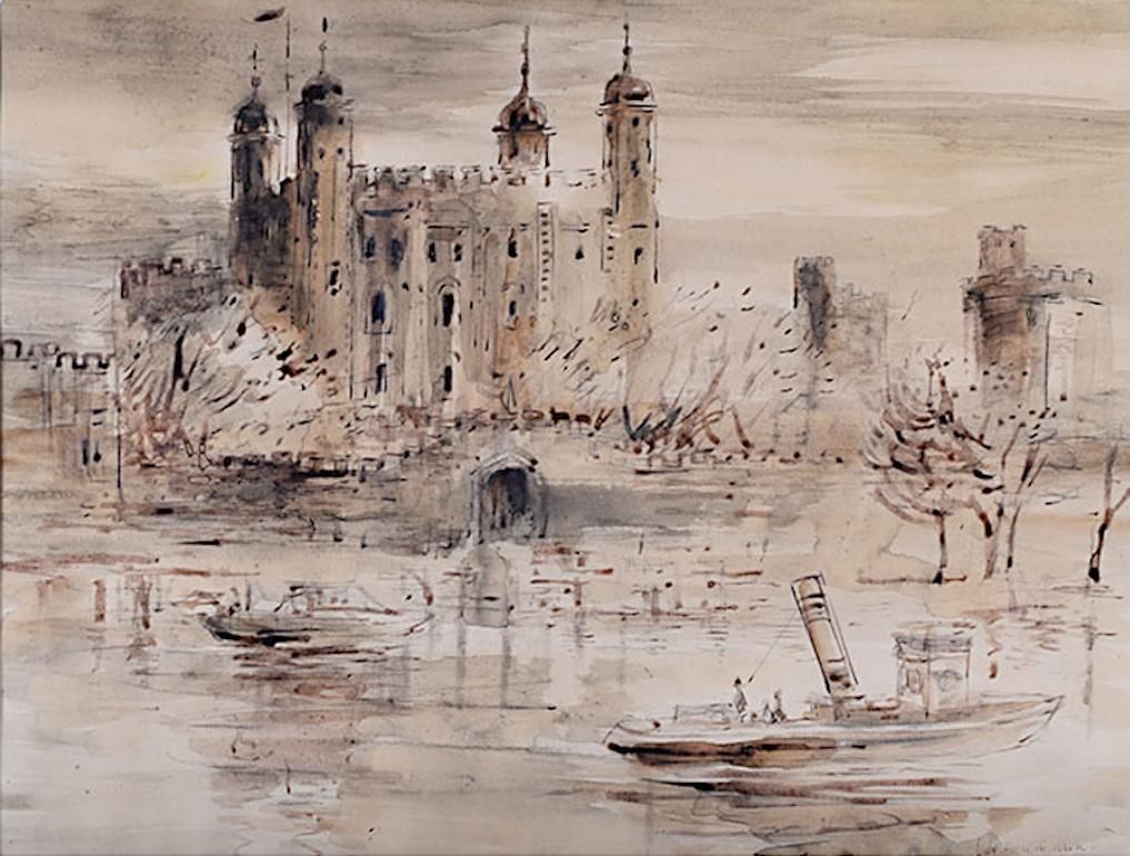Violet Hilda Drummond The Tower Of London By Violet Hilda Drummond Watercolour Modern British Art Latter Part 20th Century