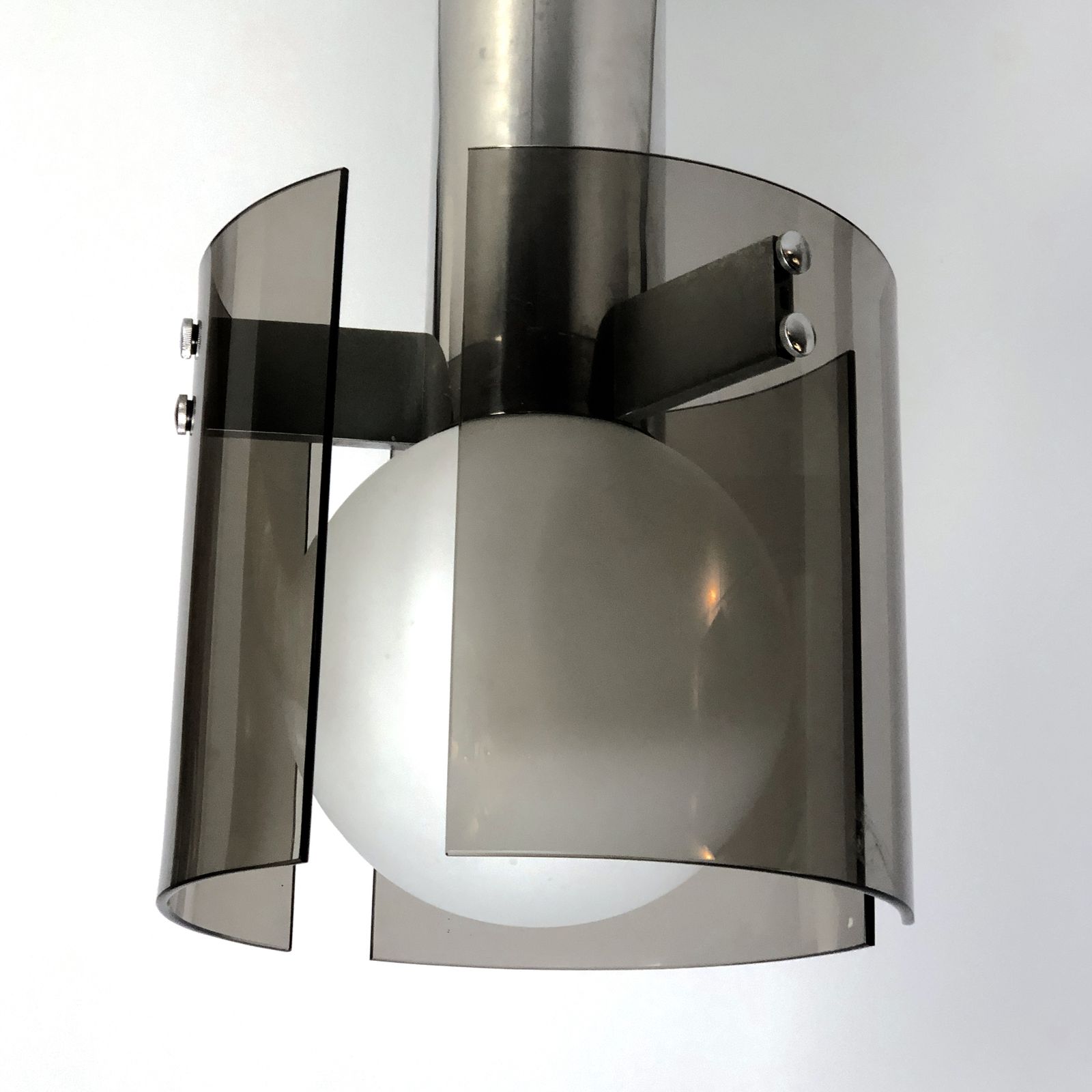 Lighting Veca, Italian Vintage Glass And Chrome Chandelier photo