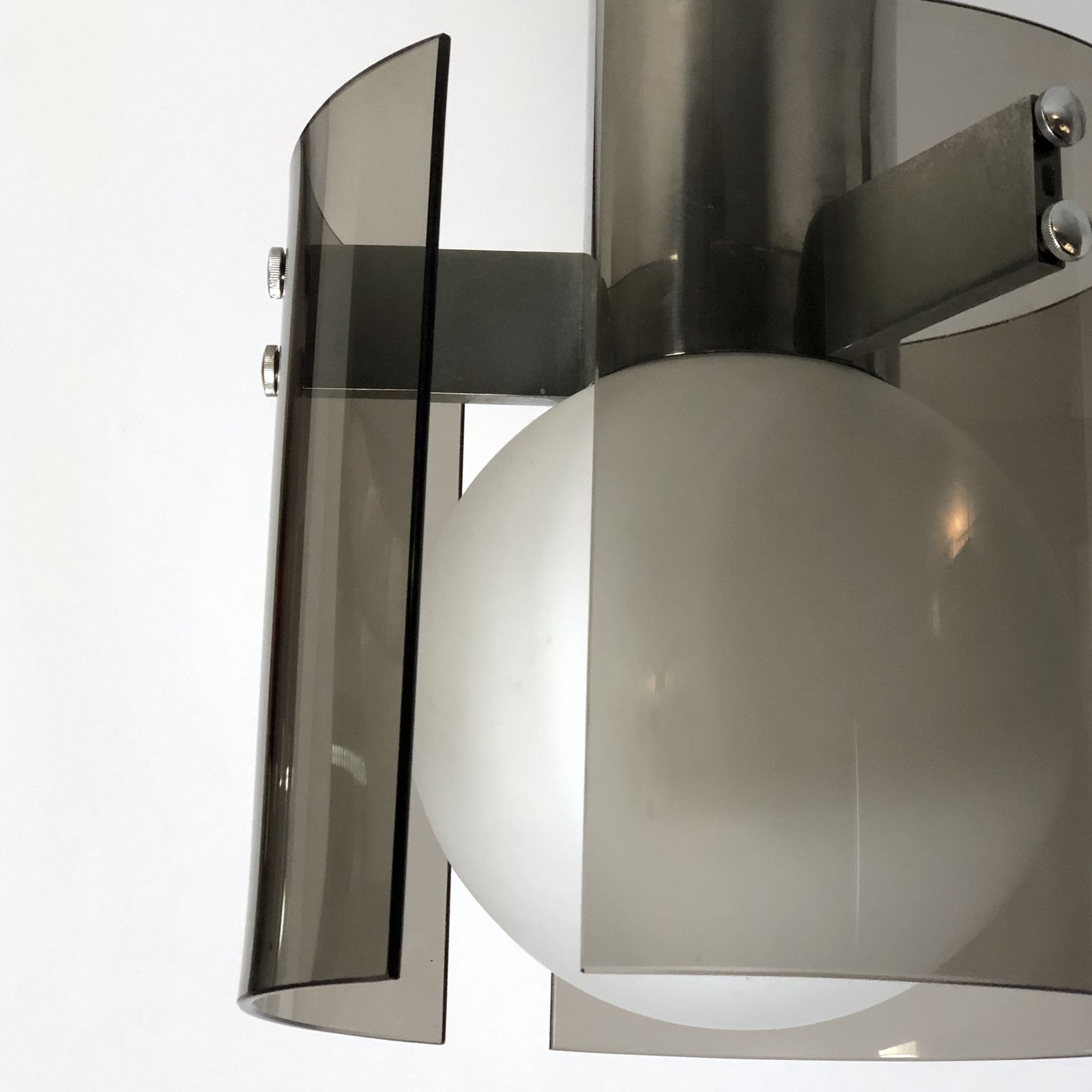 photo buy Veca, Italian Vintage Glass And Chrome Chandelier