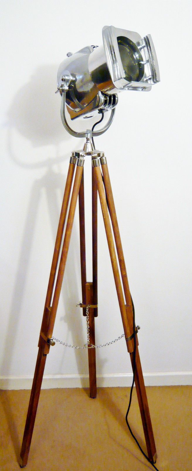Rare = Strand Electric Vintage Theatre Film Studio Spot Light Cir 1950's Morgan Mcleod Studio Tv Lamp Mid Century Lighting Wooden Tripod photo for sale