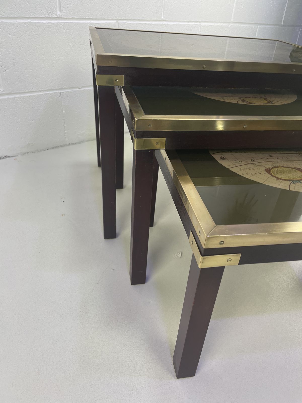 Campaign Style Nest Of Map Tables photo vintage