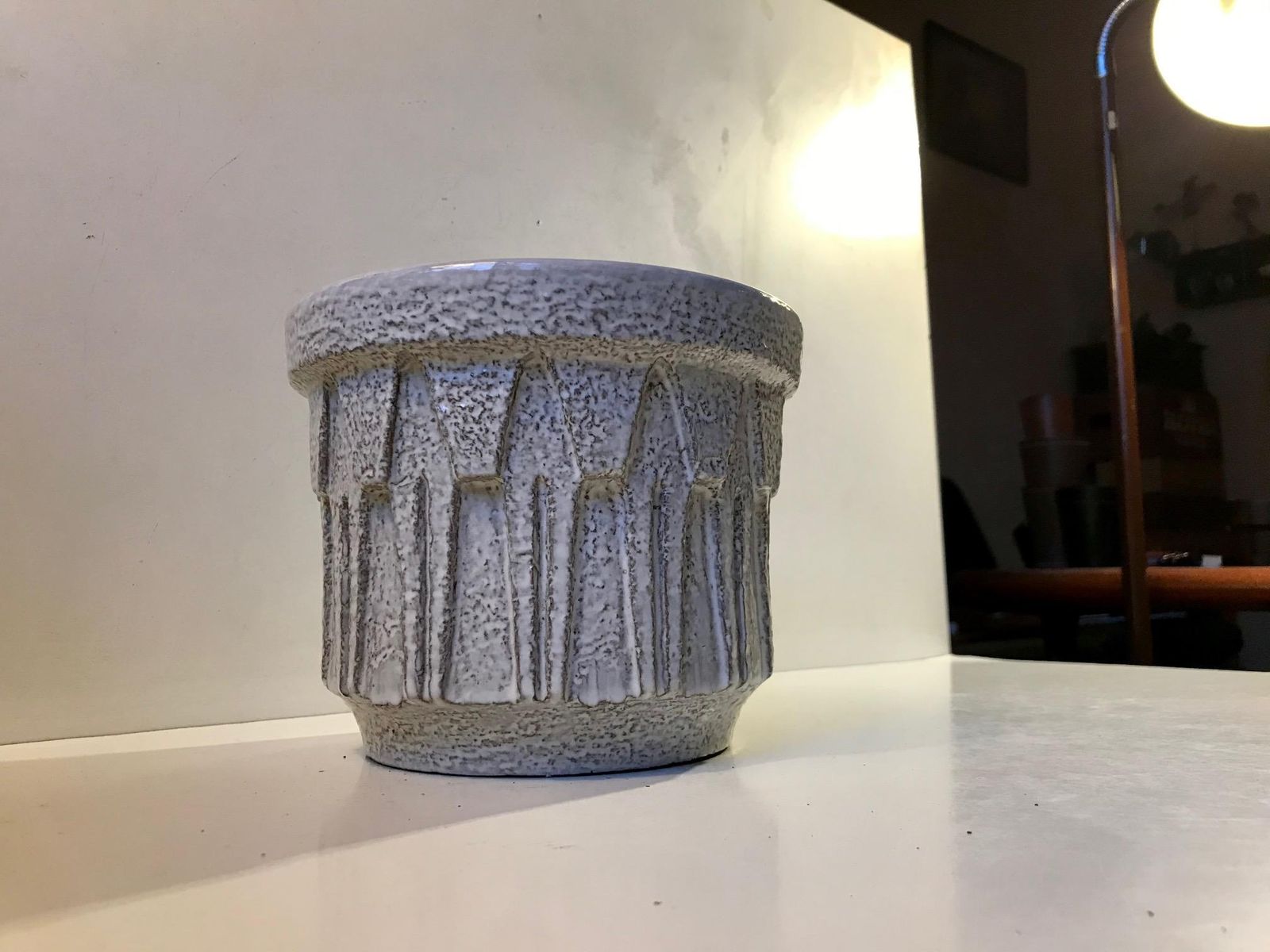 White Cosmos Stoneware Planter By Ceramano, 1960s West Germany photo for sale