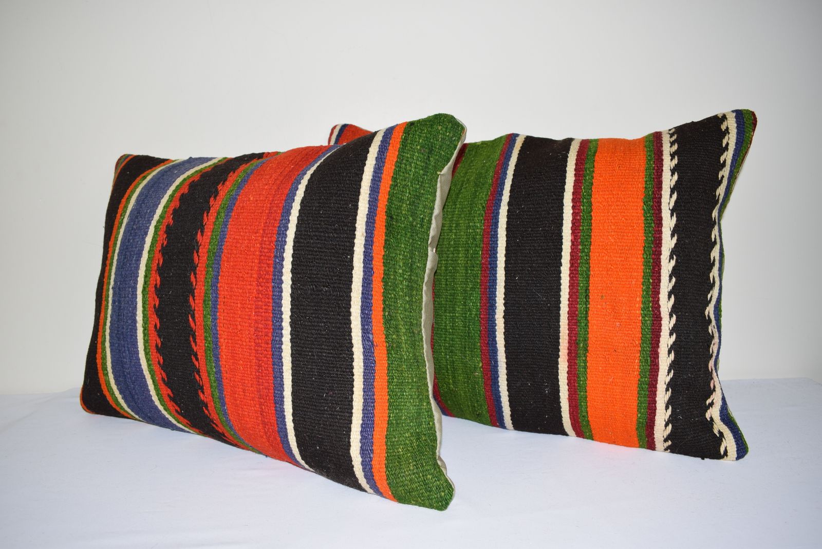 Geometrical Aztec Turkish Kilim Cushion Covers, Set Of 2 45x60 Cm photo for sale