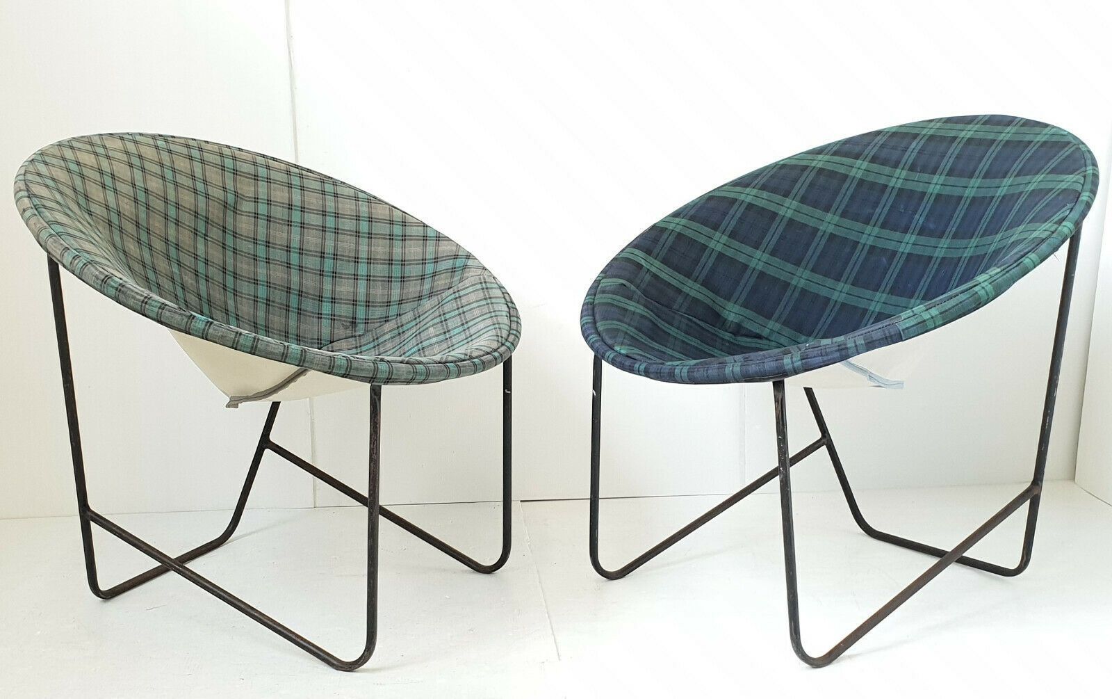 Paire De Fauteuils Corbeille Vintage 1950 En Acier 50s 1950s Rockabilly Atomic