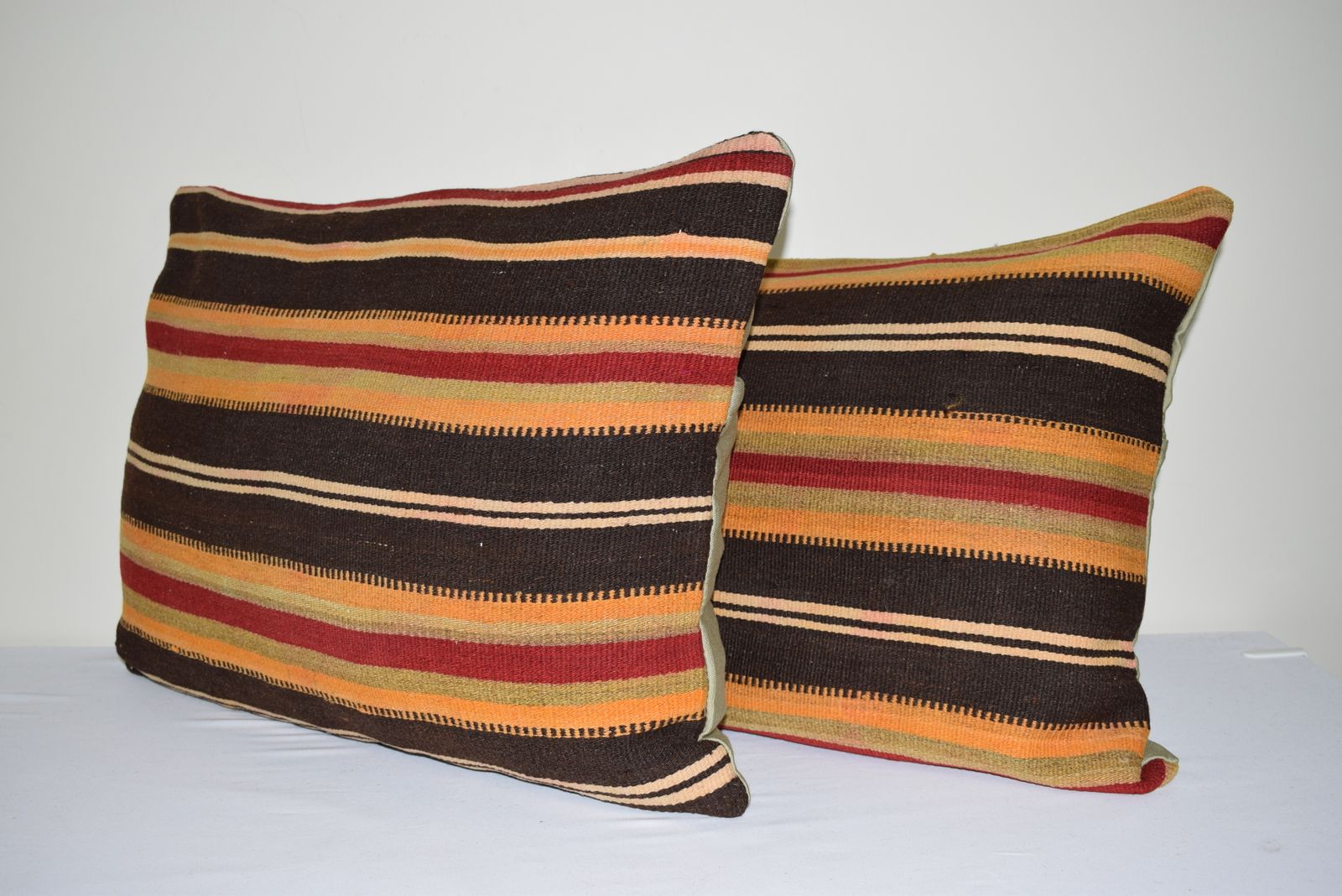 Turkish Lumbar Kilim Pillow   A Pair 45x60 Cm photo 99.0