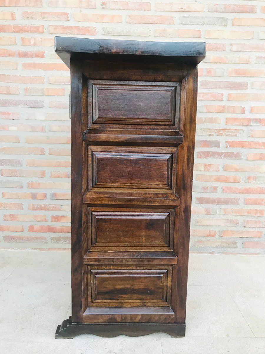 Antique Spanish Carved Walnut Chest Of Drawers photo vinterior