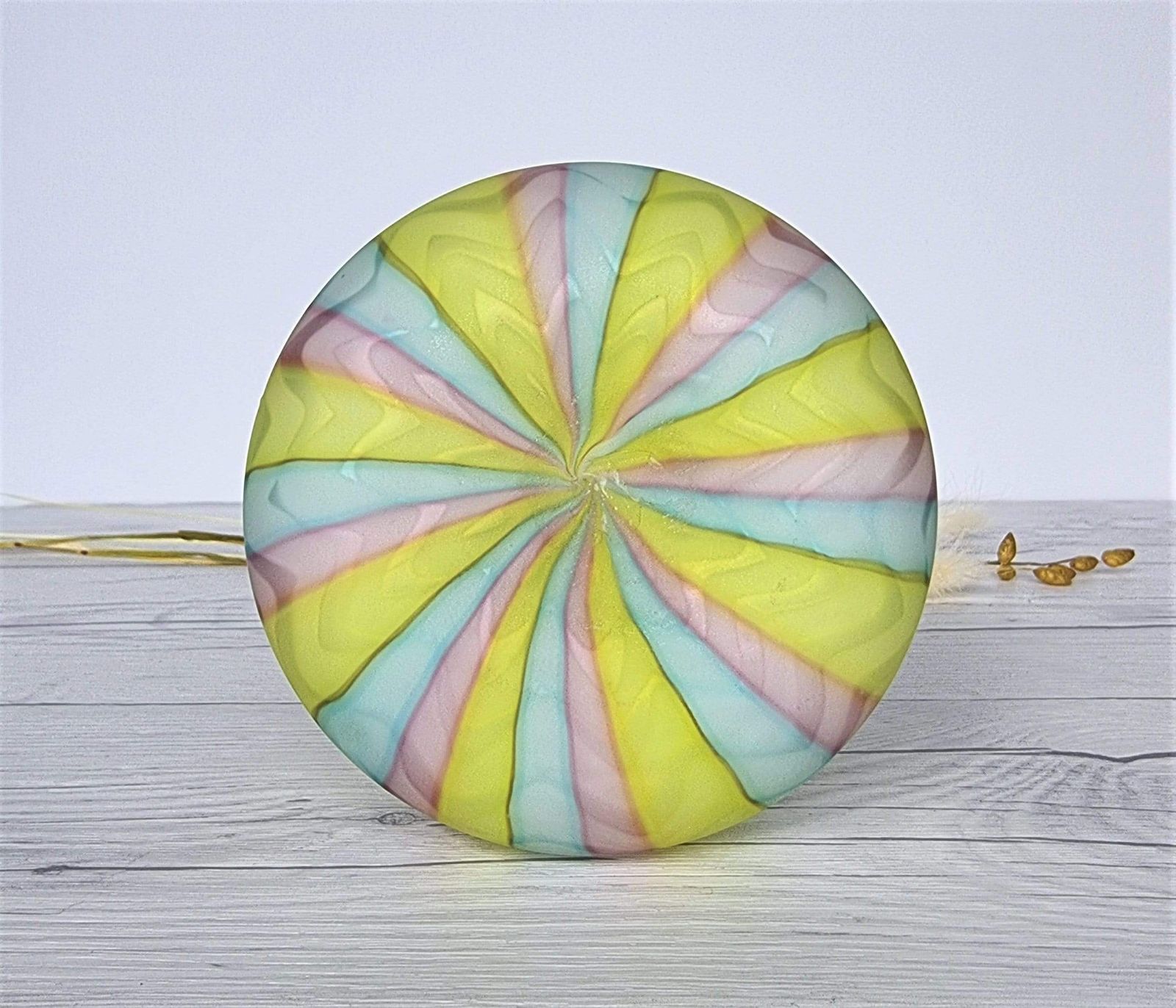 photo vinterior Murano Mother Of Pearl Satin In Pastel Rainbow, Herringbone Pattern Jug Vase, 1960 70s, Rare