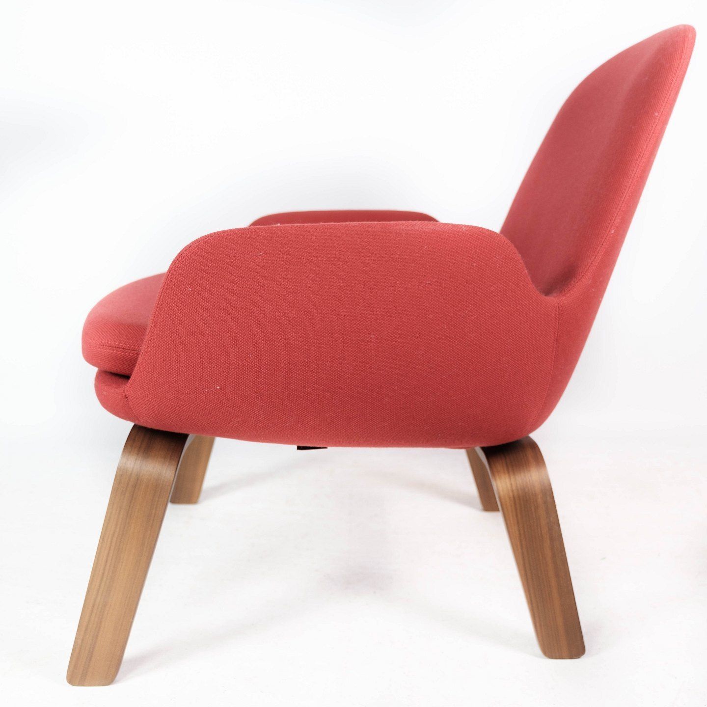 Armchair With Walnut Legs And Upholstered With Red Fabric Of Danish Design For Normann Copenhagen. photo furniture