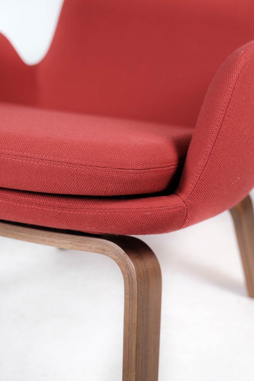 Armchair With Walnut Legs And Upholstered With Red Fabric Of Danish Design For Normann Copenhagen. photo Furniture