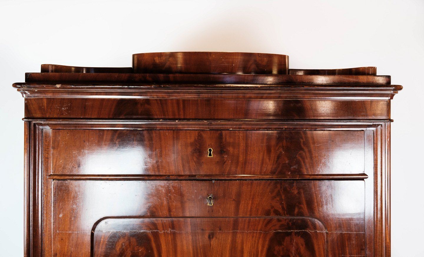 Secretary Of Mahogany With Intarsia, From The 1840s photo for sale