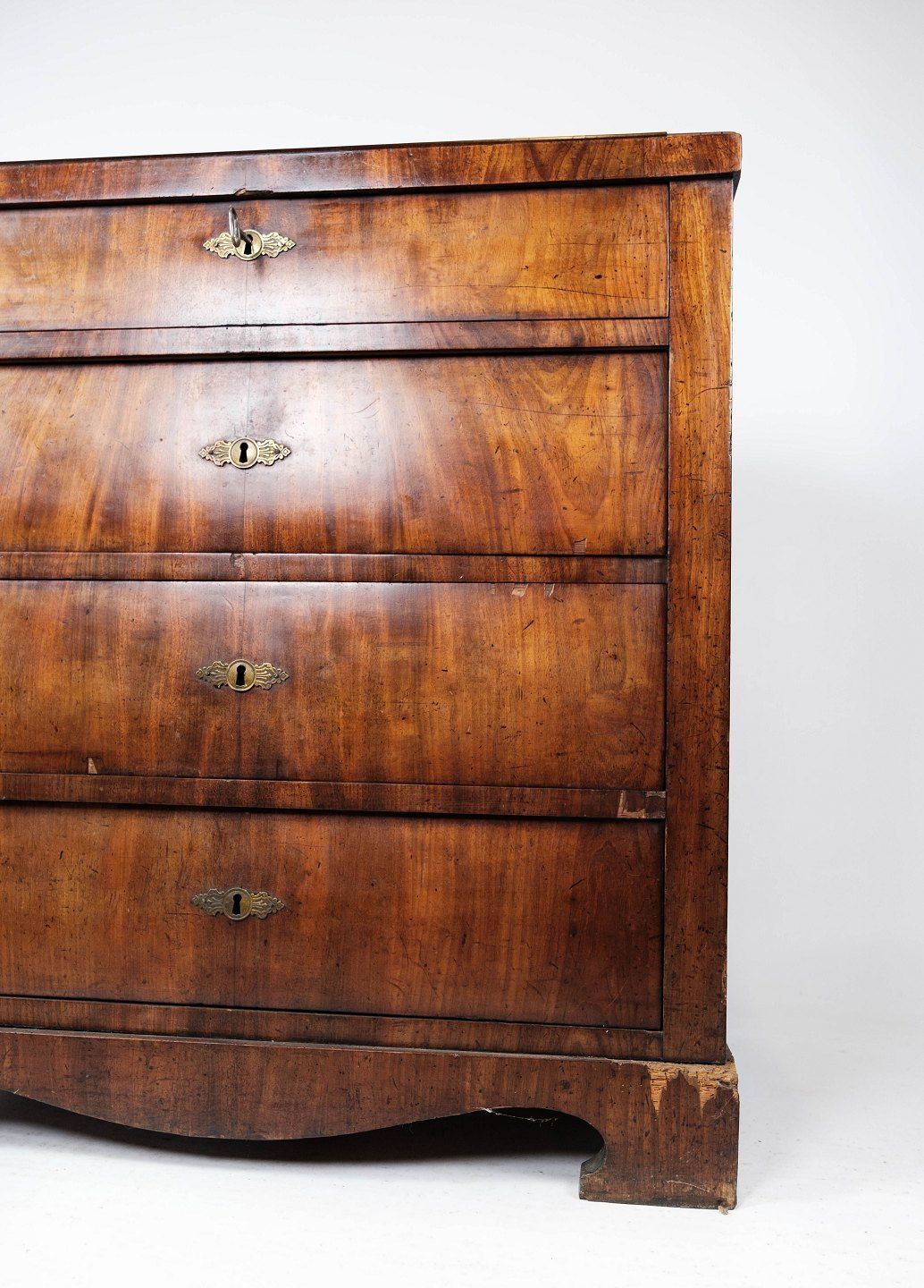 Late Empire Chest Of Drawers With Four Drawers Of Mahogany, From The 1840s. photo for sale