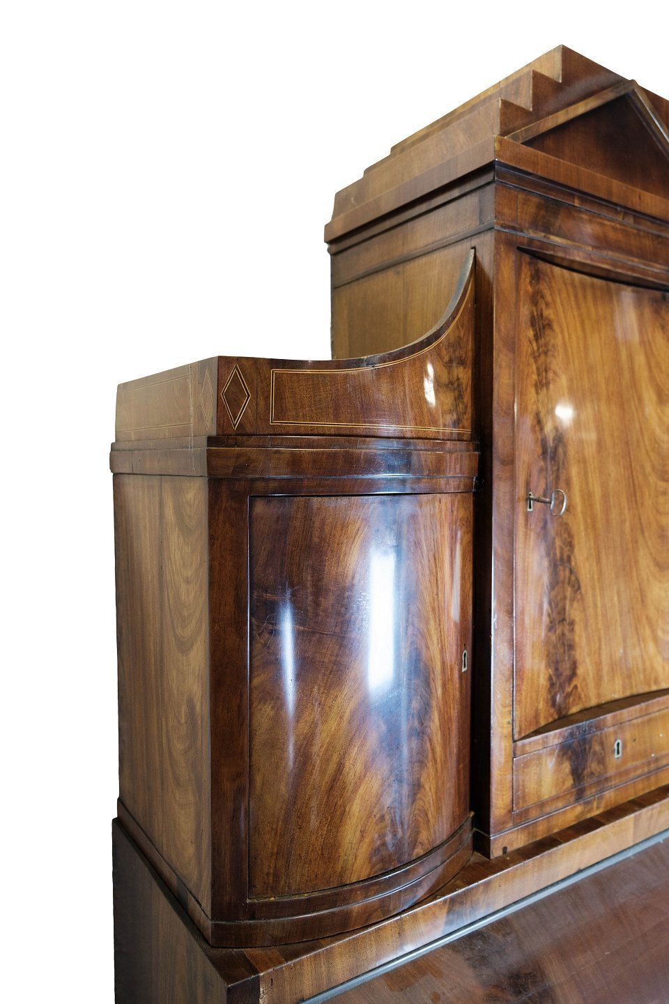Large Late Empire Chatol Of Hand Polished Mahogany With Marquetry From The 1820s. photo 4995.0