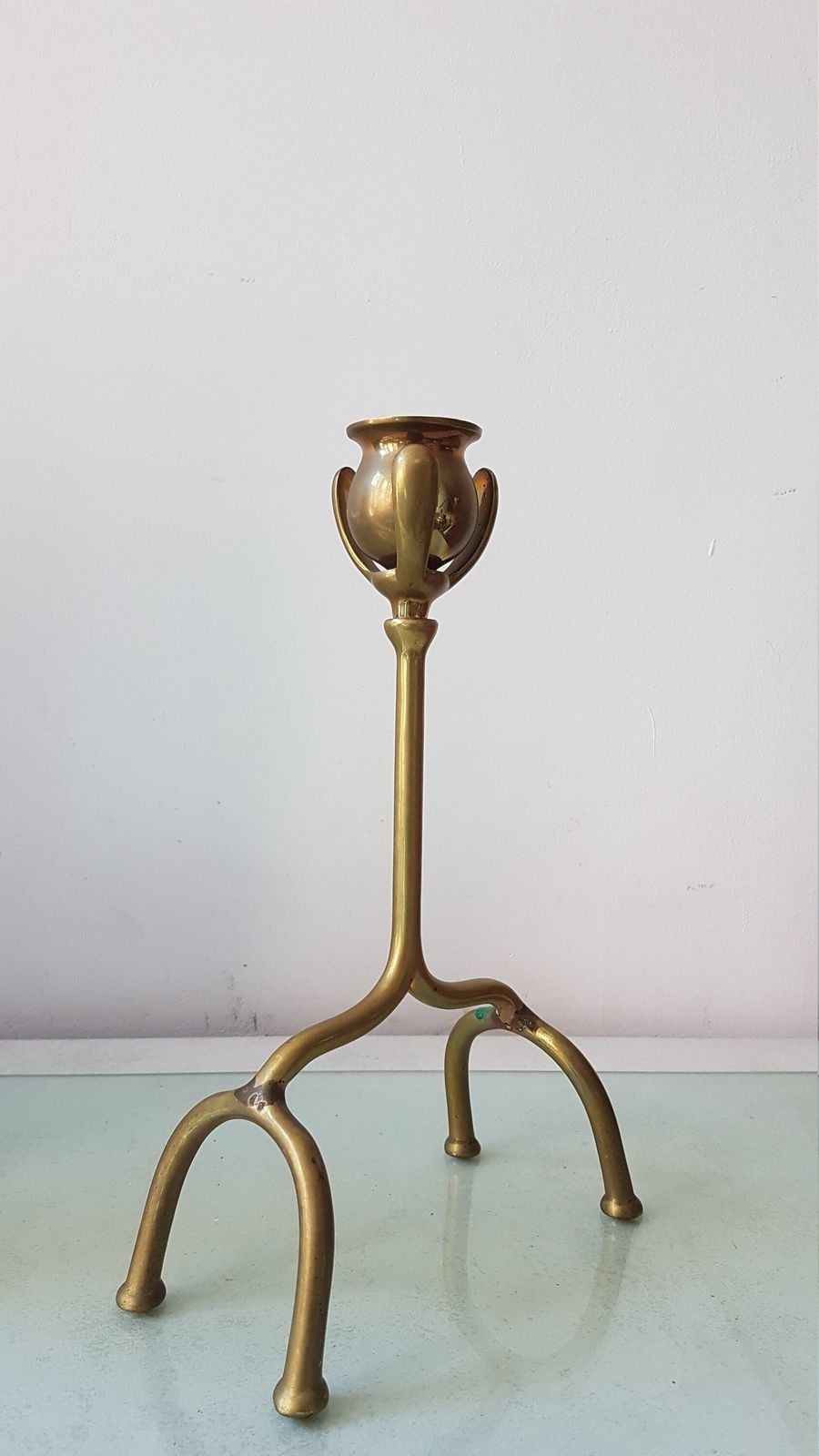 Brass Candle Holder In The Arts & Craft Style, Was Benson Style photo Home Decor