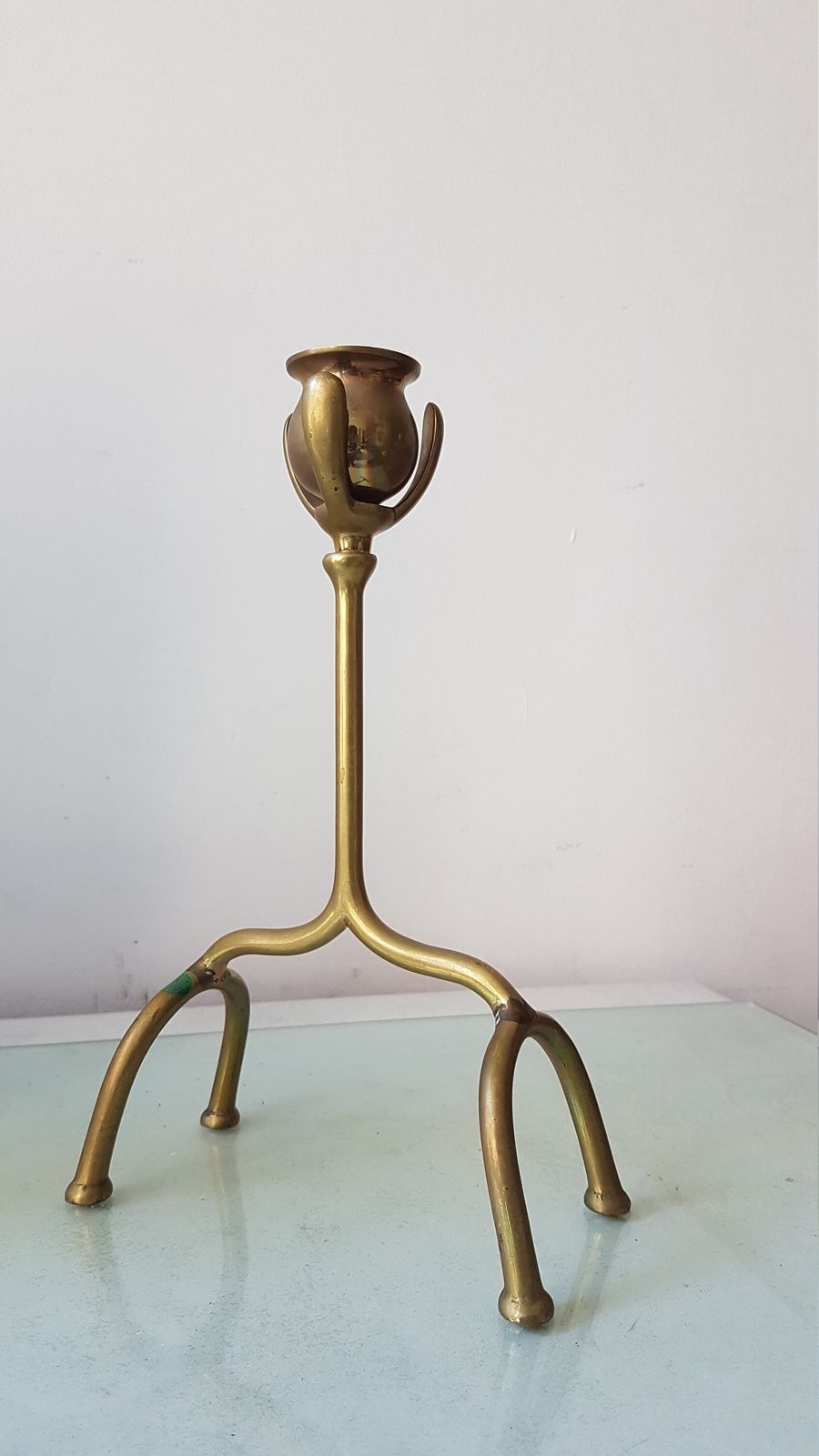 photo furniture Brass Candle Holder In The Arts & Craft Style, Was Benson Style
