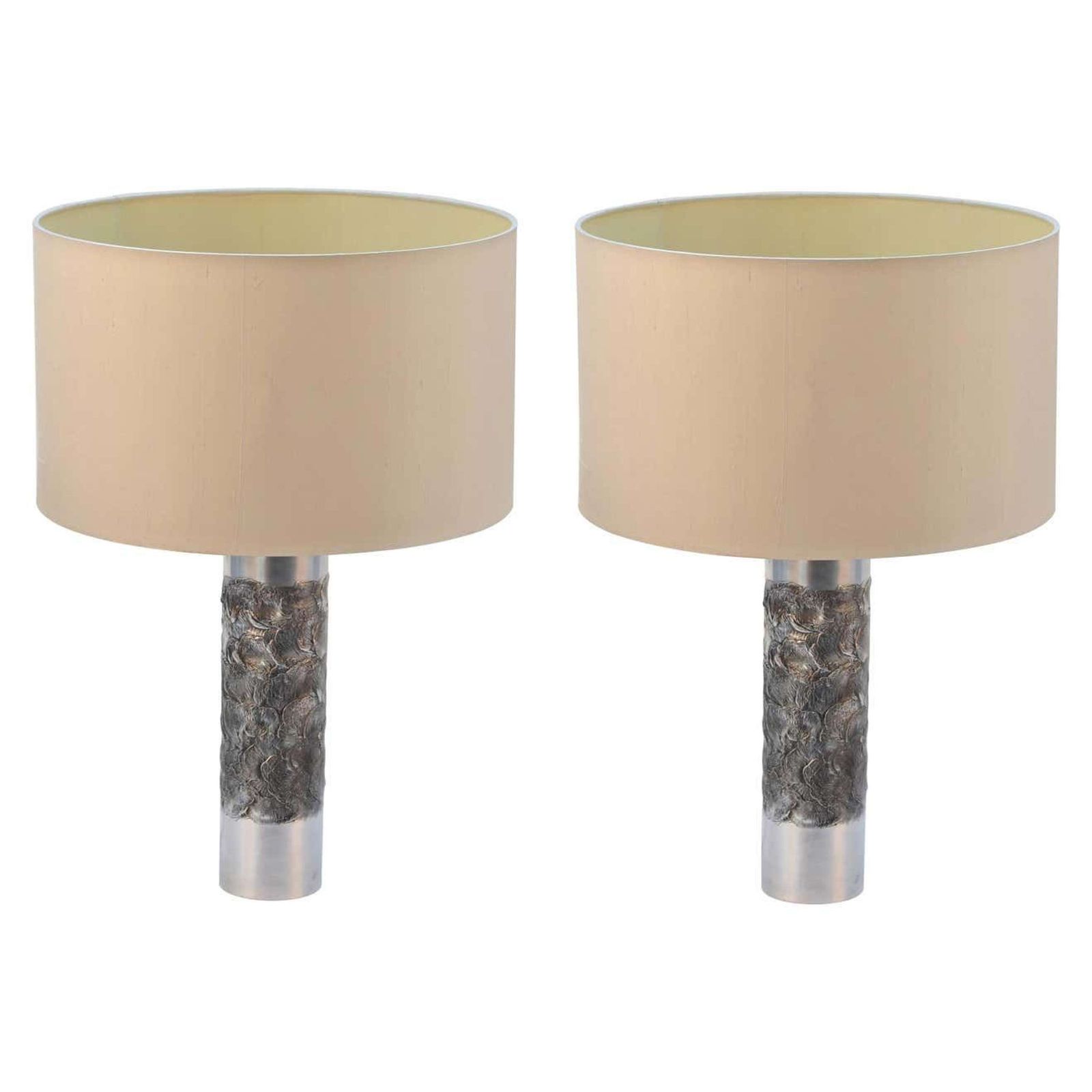 Pair Of Brutalist Aluminum Table Lamp By Willy Luyckx, Aluclair, 1960'