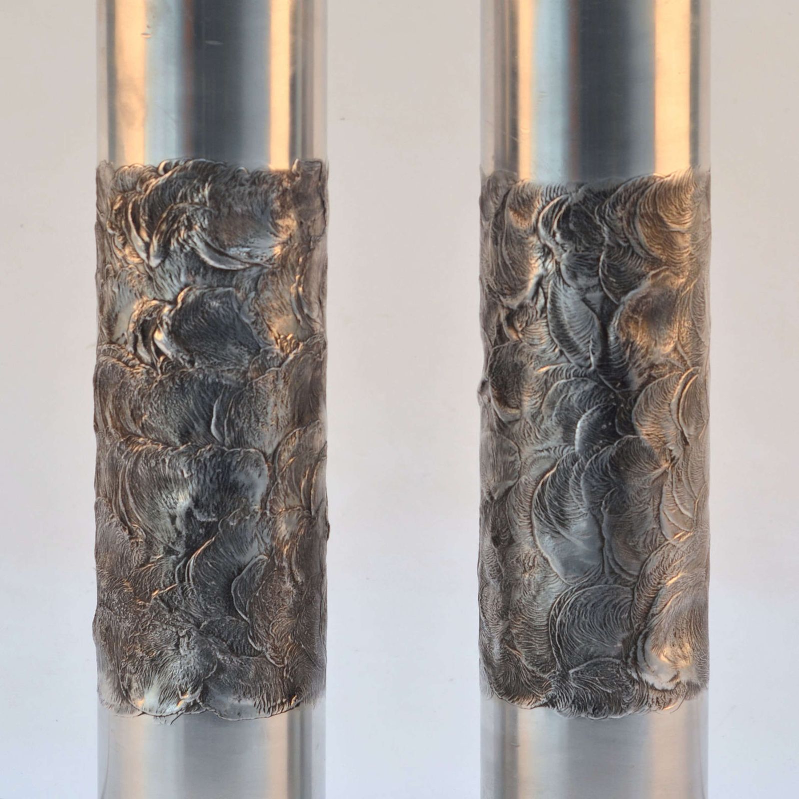 Pair Of Brutalist Aluminum Table Lamp By Willy Luyckx, Aluclair, 1960' photo vintage