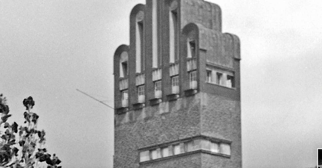 Karl Heinrich Lämmel Flowers Hochzeitsturm Tower Mathildenhoehe Darmstadt Germany 1938 Printed Later 1938/2021 photo for sale