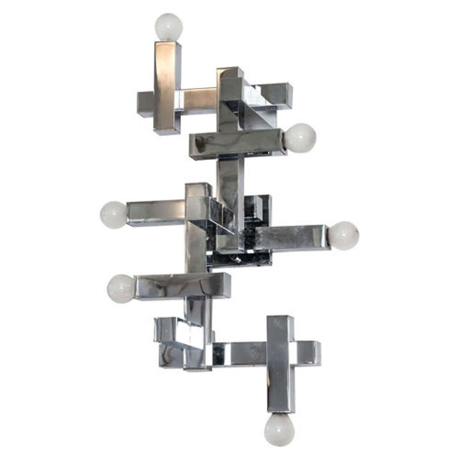 Flush Mount Chrome Pendant Or Wall Light Sciolari, Italy