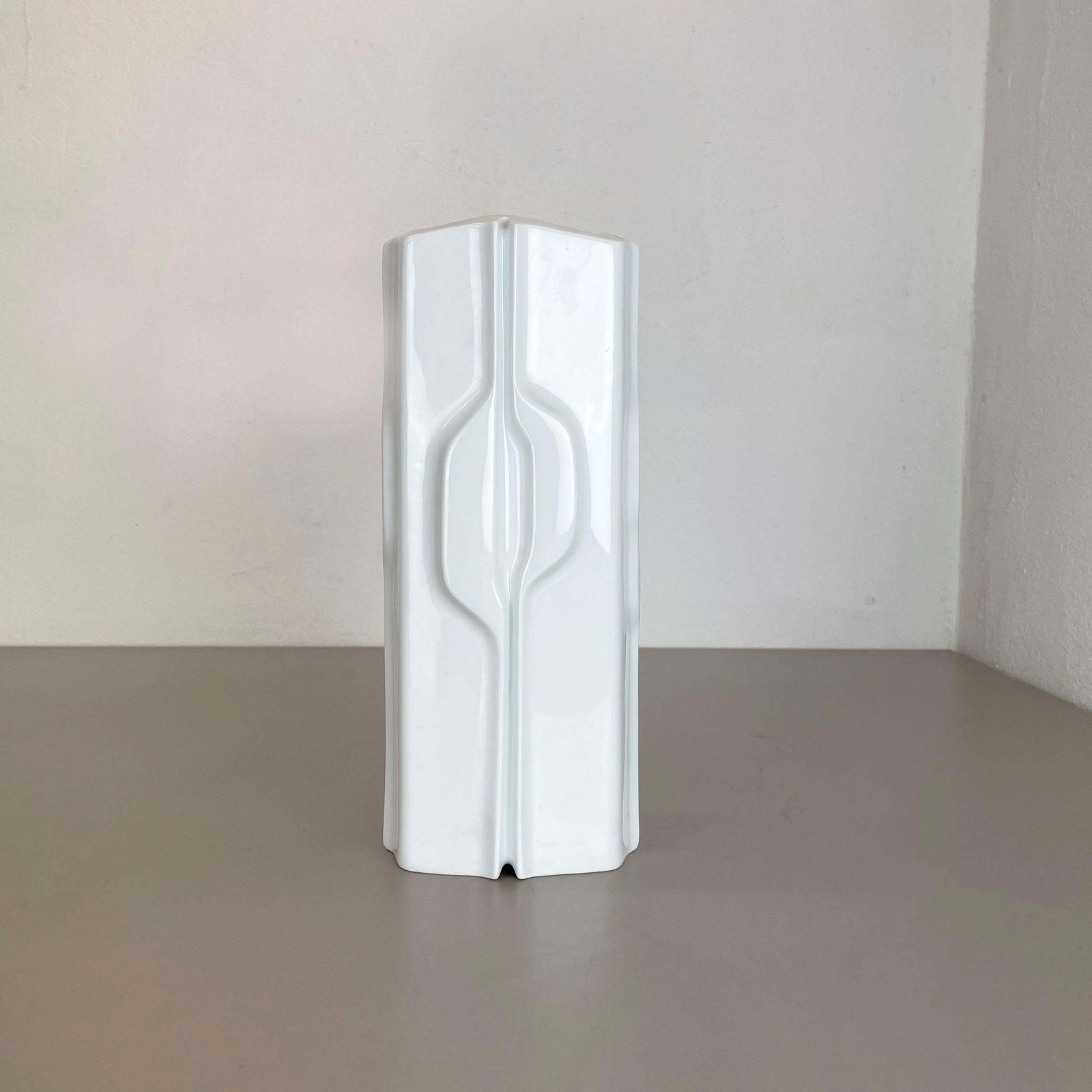 Large Op Art Vase Porcelain German Vase By Fürstenberg Ceramics, Germany, 1970s photo furniture