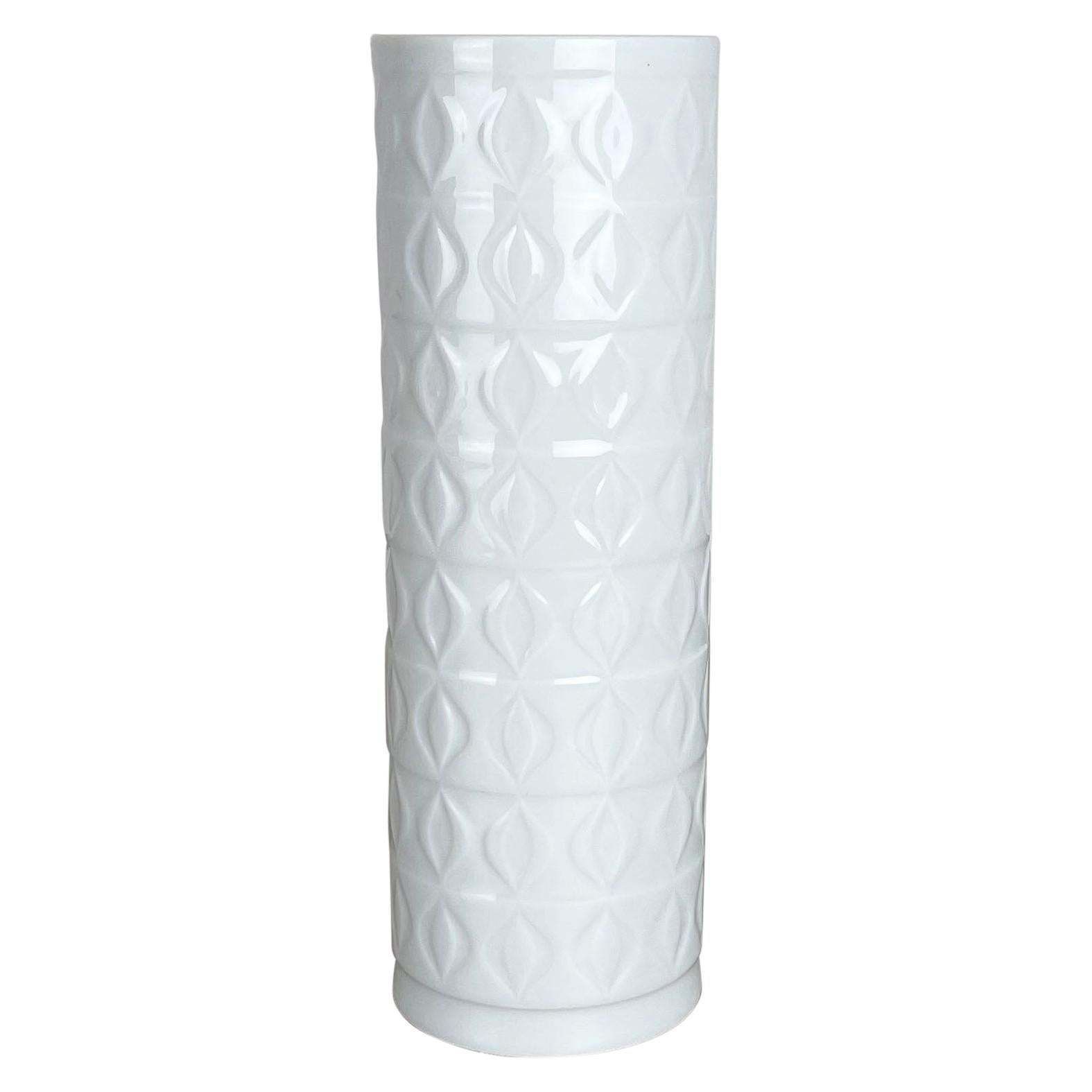 Large 1970s Op Art Biscuit Porcelain German Vase Made By Ak Kaiser, Germany