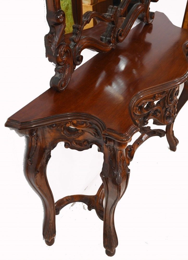 Italian Console Table Mirror Set Carved 1920 photo 1450.0