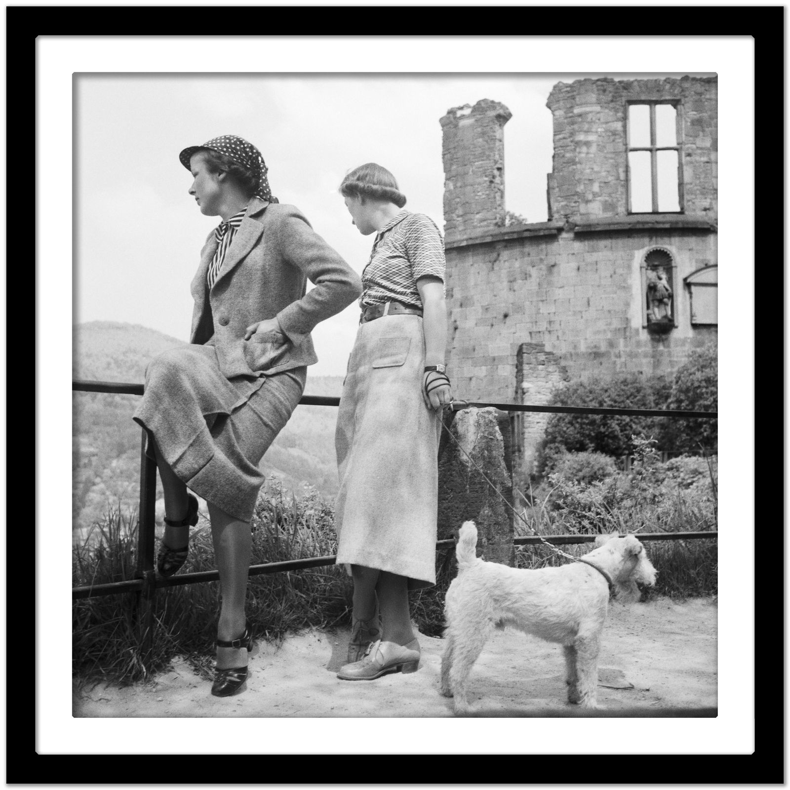 Women, Dog At Heidelberg Castle On River Neckar, Germany Karl Heinrich Lämmel photo Art