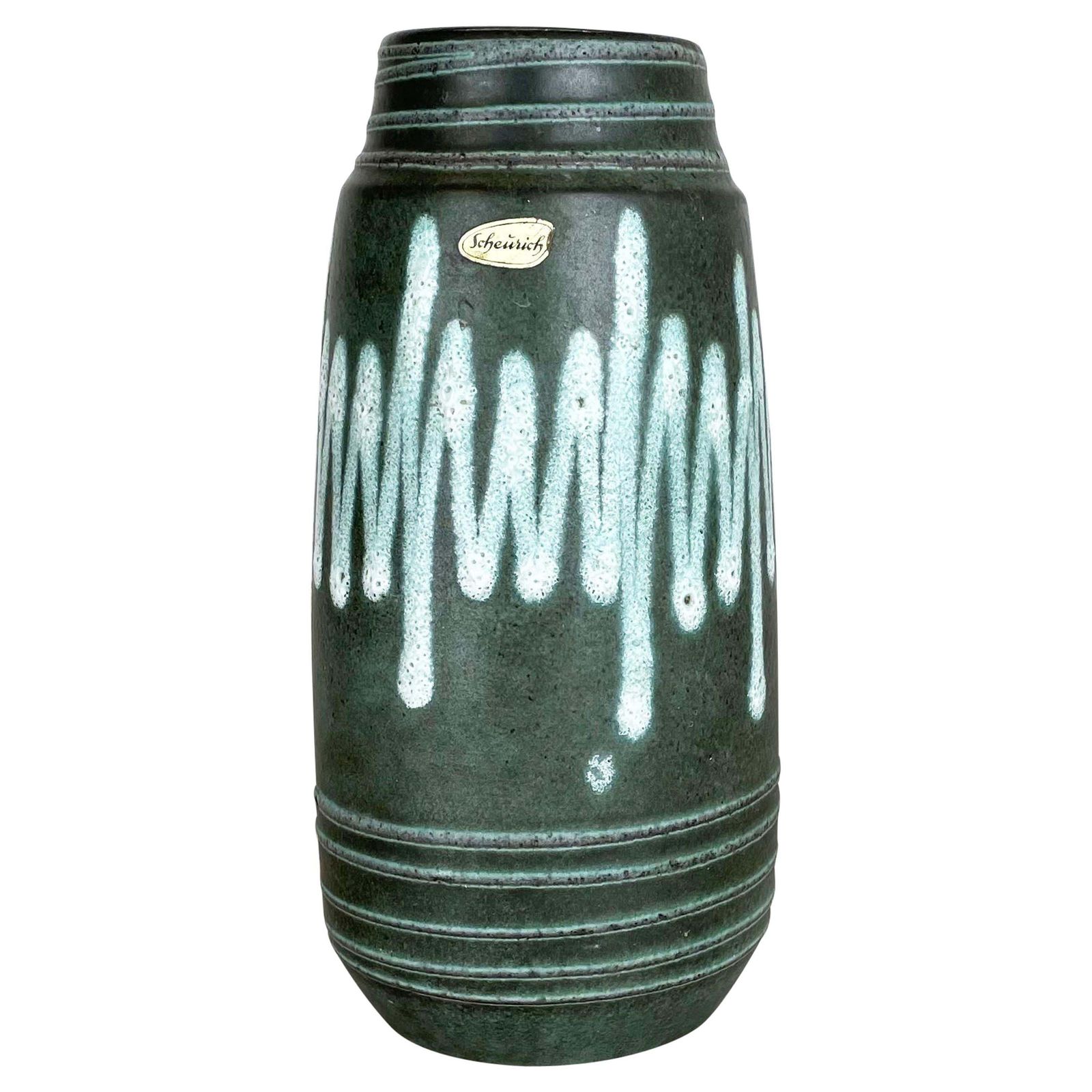 Extraordinary Zig Zag Pottery Fat Lava Vase Made By Scheurich, Germany, 1970s