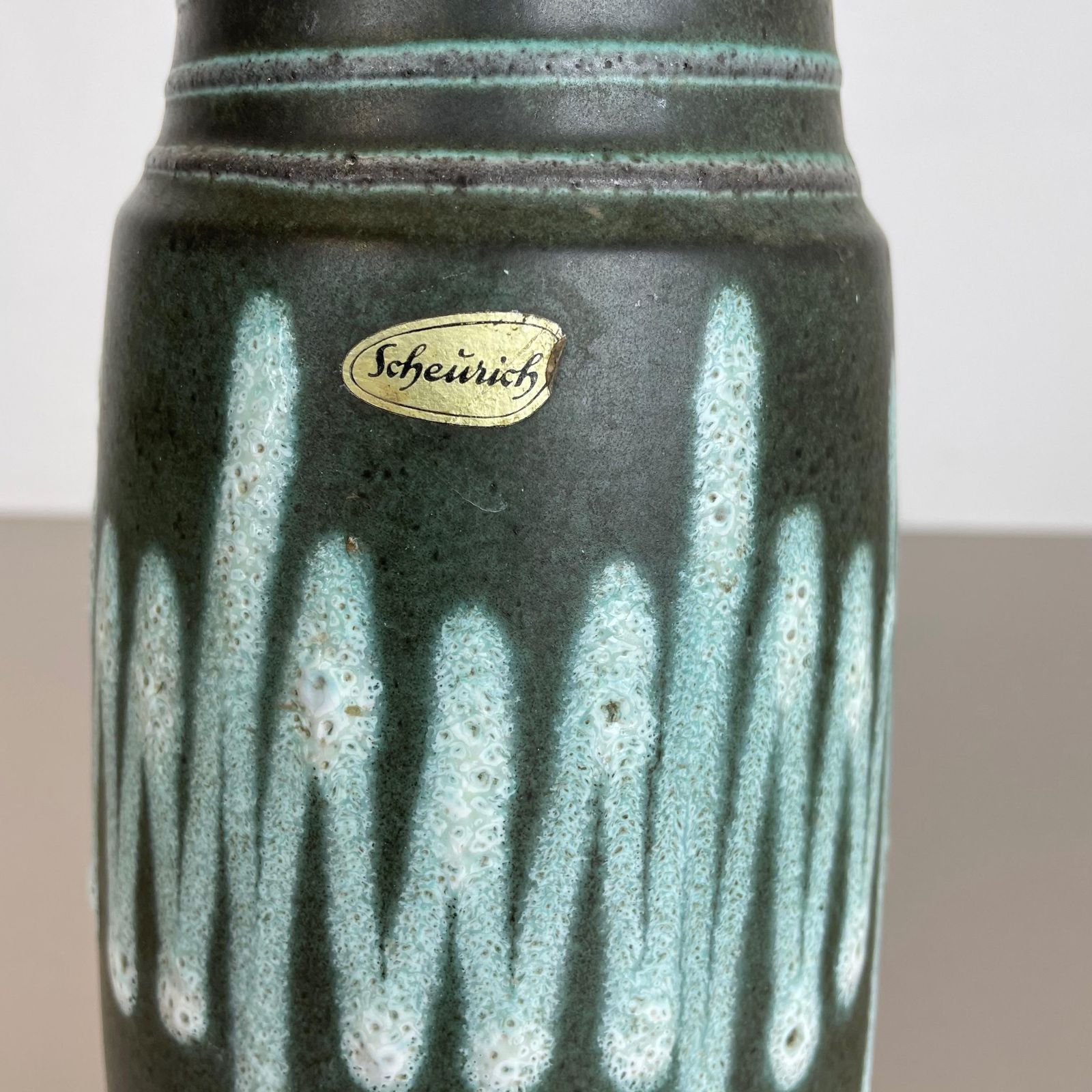 Extraordinary Zig Zag Pottery Fat Lava Vase Made By Scheurich, Germany, 1970s photo vinterior
