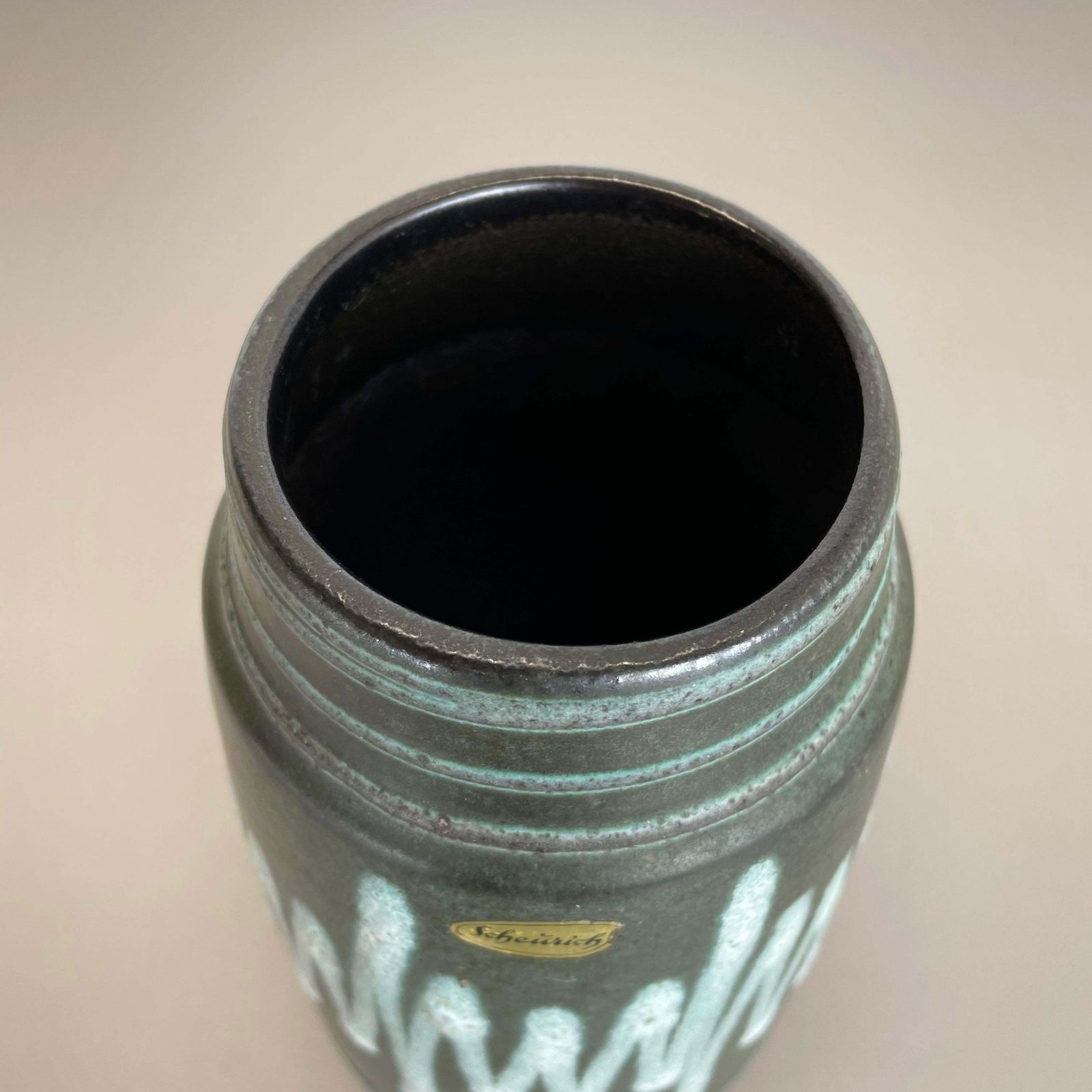 Extraordinary Zig Zag Pottery Fat Lava Vase Made By Scheurich, Germany, 1970s photo vintage