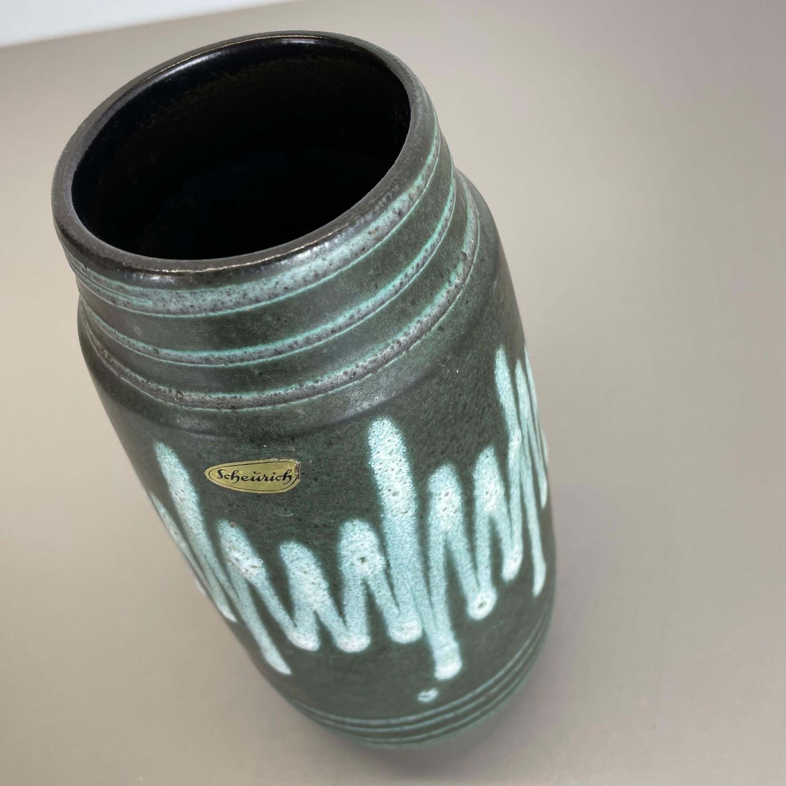 photo furniture Extraordinary Zig Zag Pottery Fat Lava Vase Made By Scheurich, Germany, 1970s