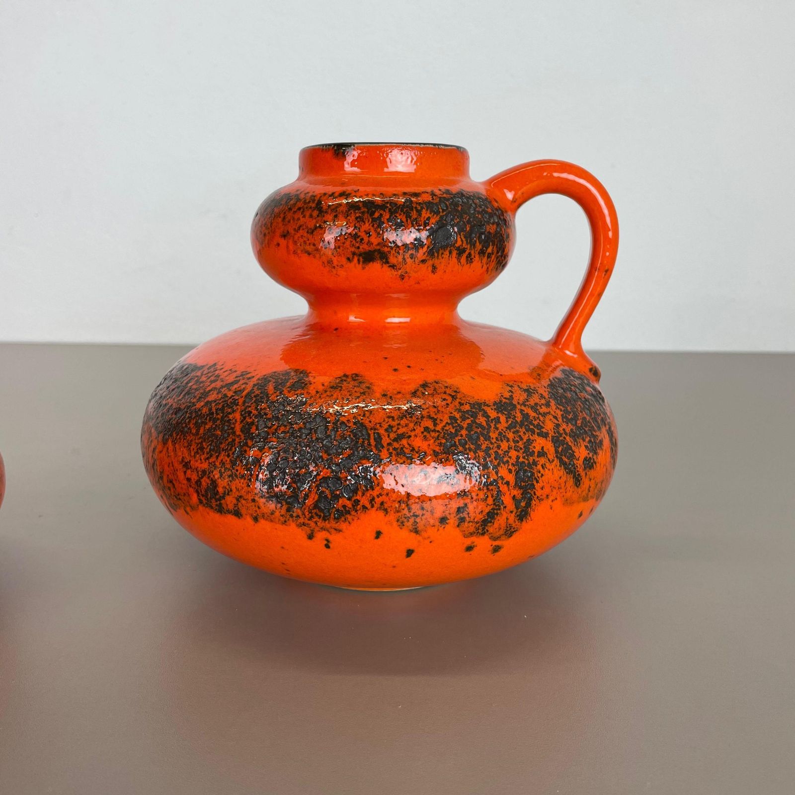 Set Of Two Pottery Fat Lava Vases "Orange" Made By Spara Ceramic, Germany 1970s photo buy